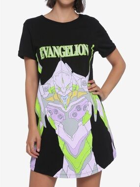 Hot Topic Evangelion Unit 01 Shirt Dress Anime Graphic Size L